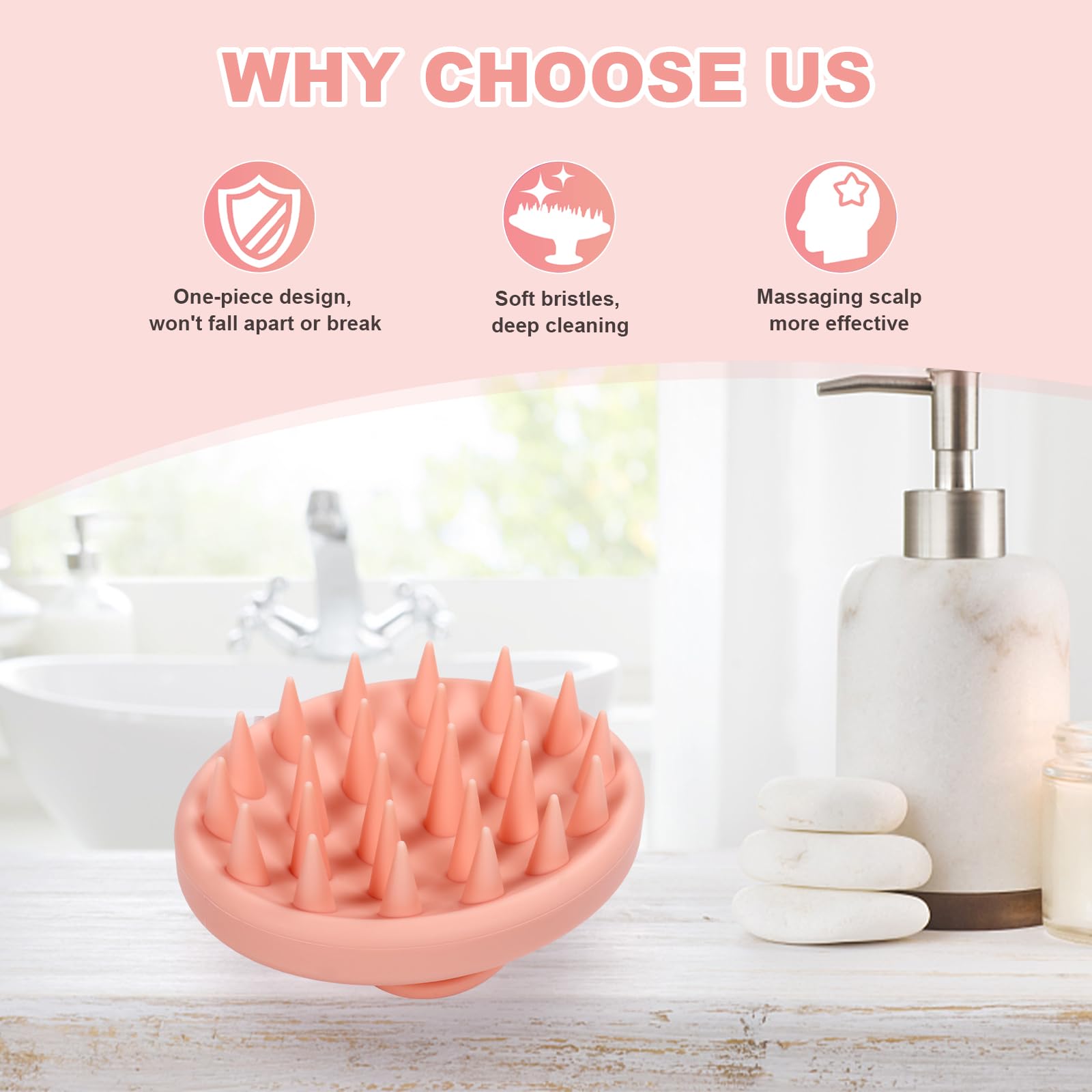 Meartchy Silicone Scalp Massager, Scalp Scrubber For Hair Growth With Soft Bristles, Scalp Exfoliator Brush Dandruff Removal Sha