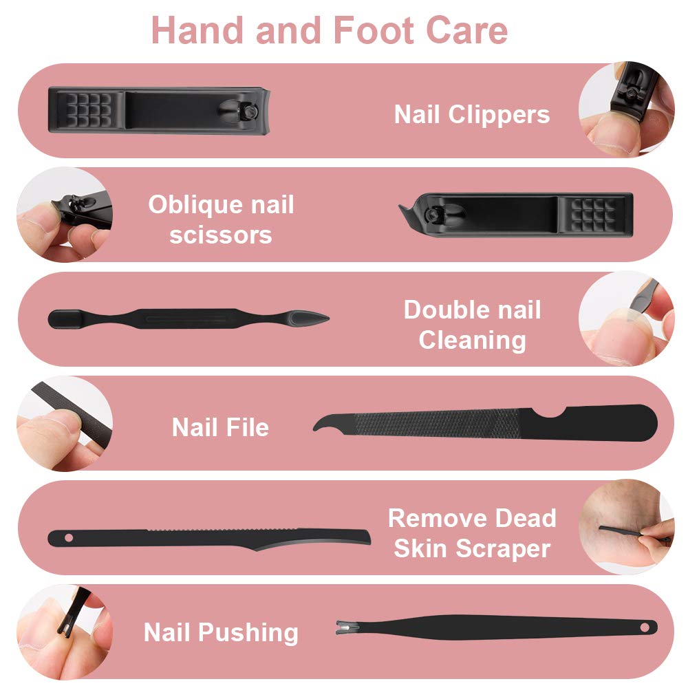 Manicure Kit, Okom Manicure Set, Travel Essentials Nail Kit, Nail Care Kit, Includes Nail Clippers, Nail File And Pedicure Tools