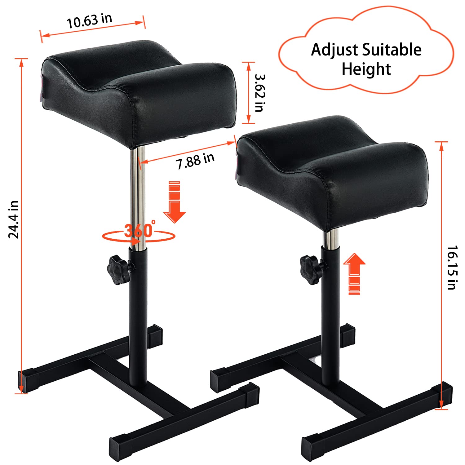 Queesaln Pedicure Manicure Footrest Adjustable Height Stand Beauty Spa Salon Nail Care Black