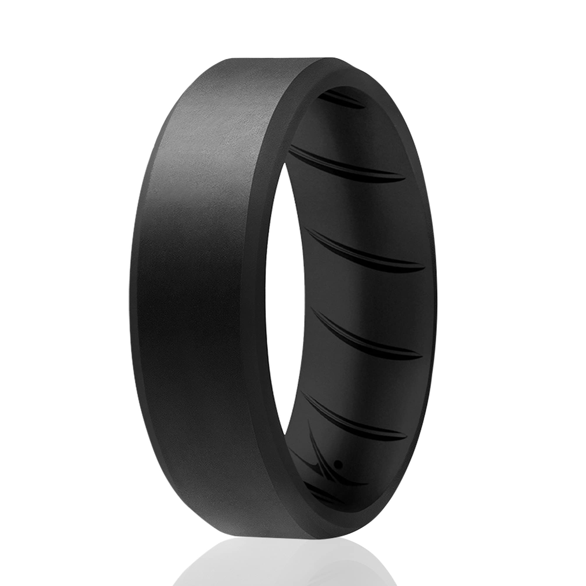 Silicone Wedding Br 8Mm Edge Ring - Basic-Black By Roq For Men - 12 Mm Ring
