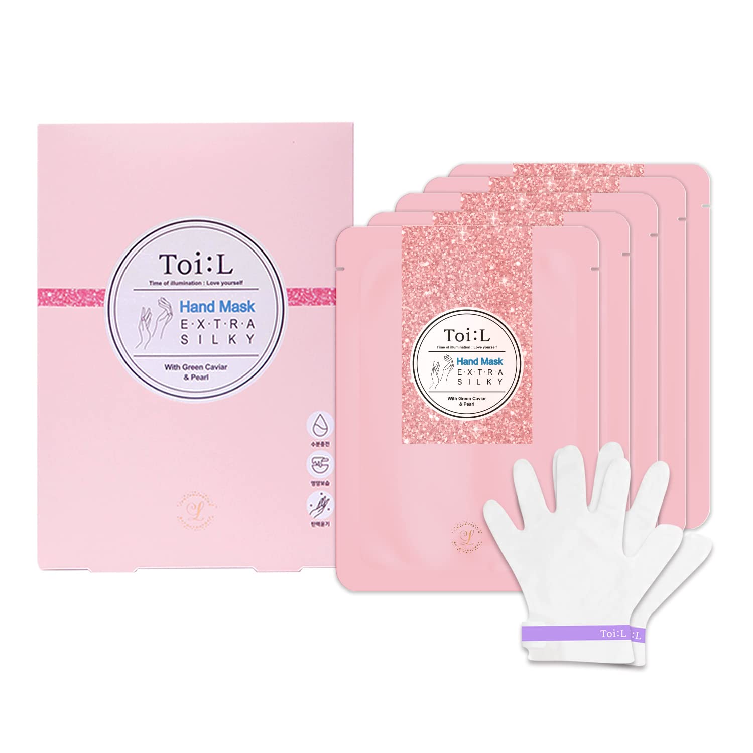 Toi:L Extra Silky Hand Mask 5 Pairs, Moisturizing Gloves For Dry Hands, Premium Hand Spa Treatment, Moisturizing, Brightening An