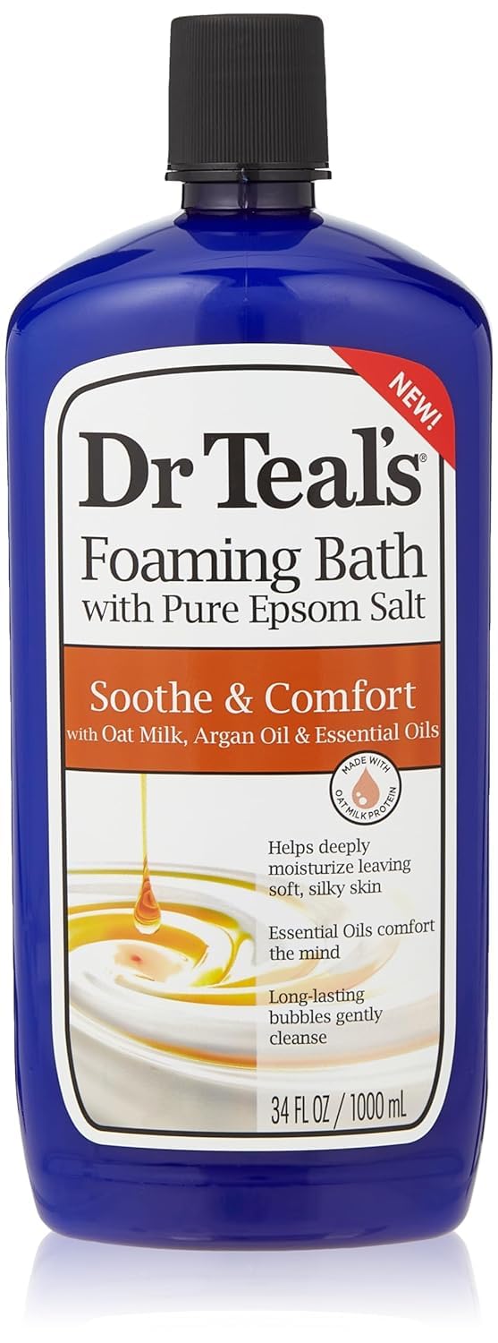 Dr Teal'S Foaming Bath With Pure Epsom Salt, Soothe & Comfort With Oat Milk & Argan Oil, 34 Fl Oz (Packaging May Vary)