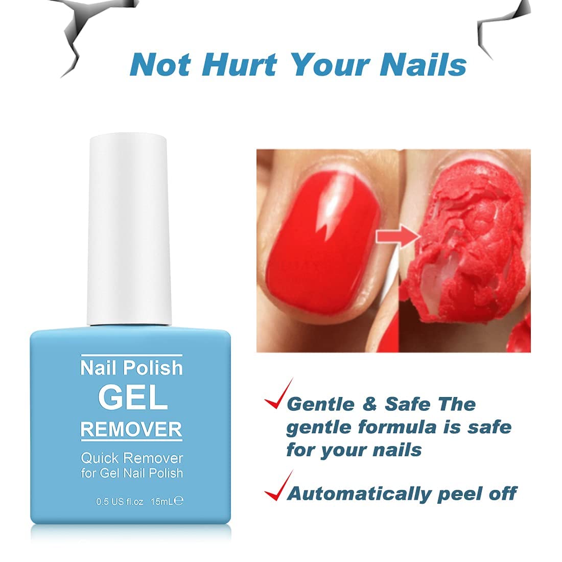 2 Pack Gel Nail Polish Remover, Gel Polish Remover For Nails, Easily Magic Soak-Off Gel Polish In 2-5 Minutes - Safe, No Need Fo