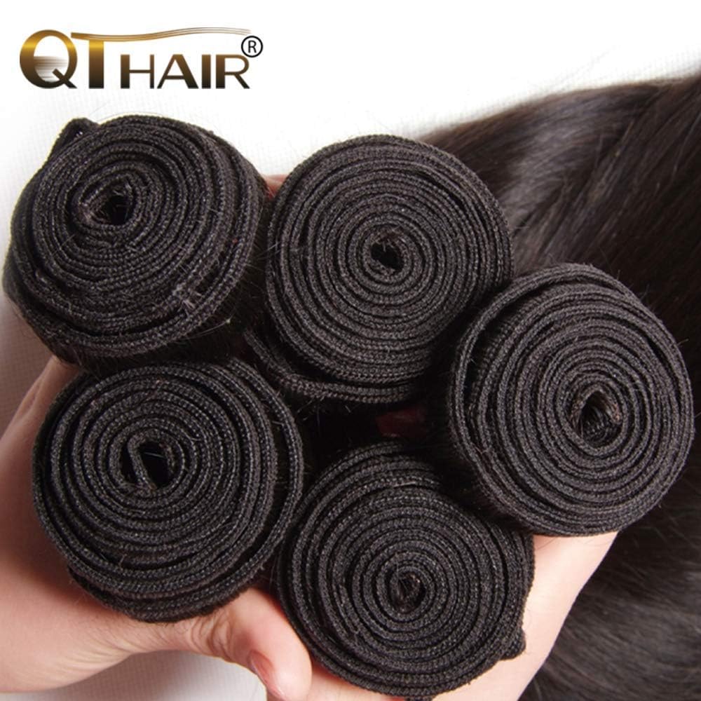 Qthair 14A Grade Straight Human Hair Bundles 16'' 16'' 18'' 100% Unprocessed Virgin Indian Human Hair Extensions For Women Human