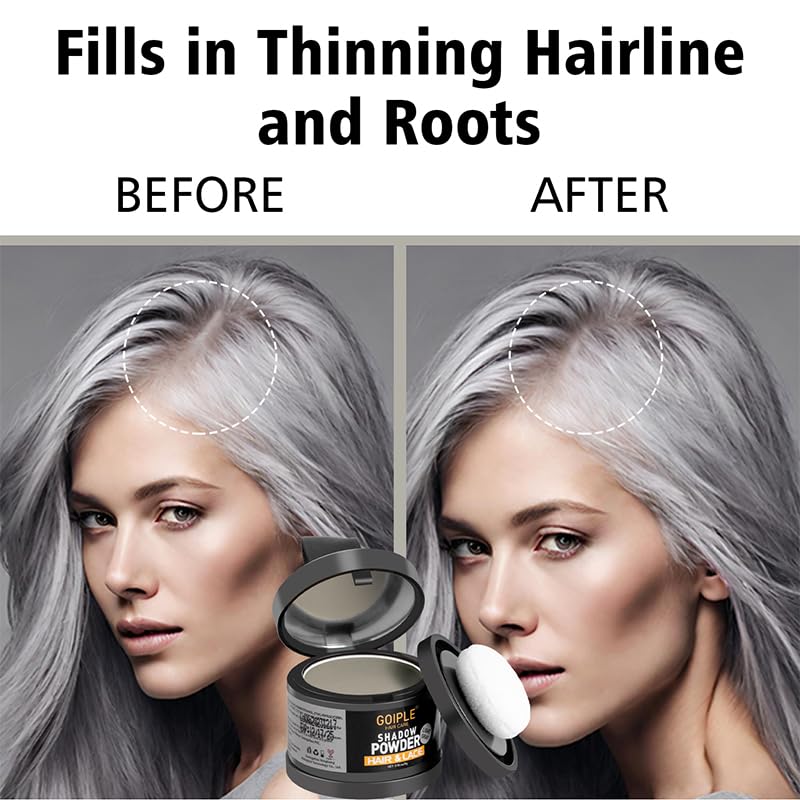 Lockmio Root Cover Up Powder For Women - Light Gray Hairline Powder For Bald Spots, Eyebrows, Beard Line, Light-Blonde Hair Fibe