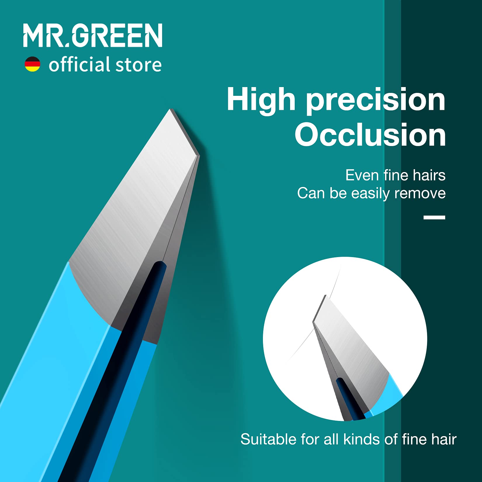 Mr.Green Eyebrows Tweezers Colorful Beauty Fine Hairs Puller Makeup Tools Stainless Steel Slanted Eye Brow Clips Removal (Blue)