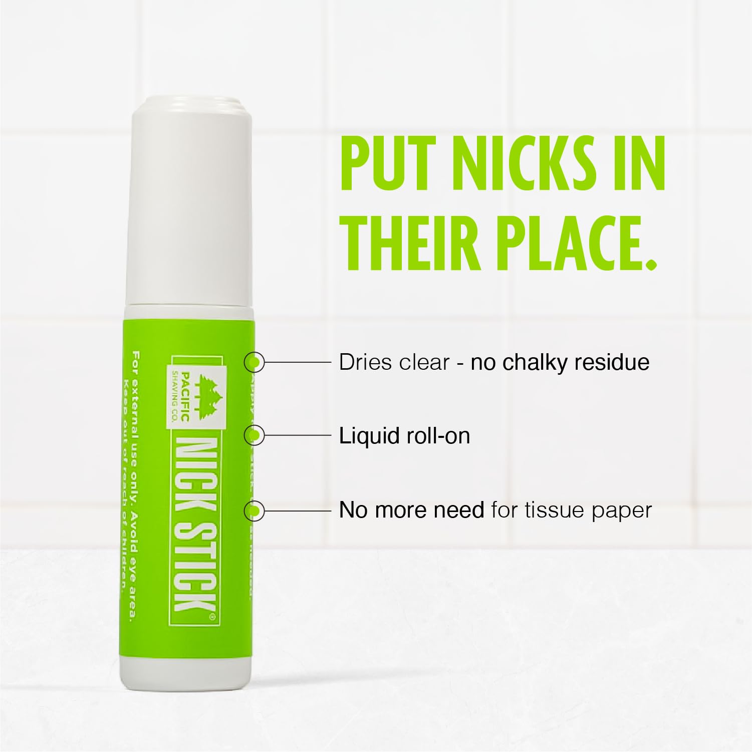 Pacific Shaving Company Nick Stick - A Shave Essential - Puts Nicks In Their Place - Liquid Roll-On Applicator, Dries Clear - Wi