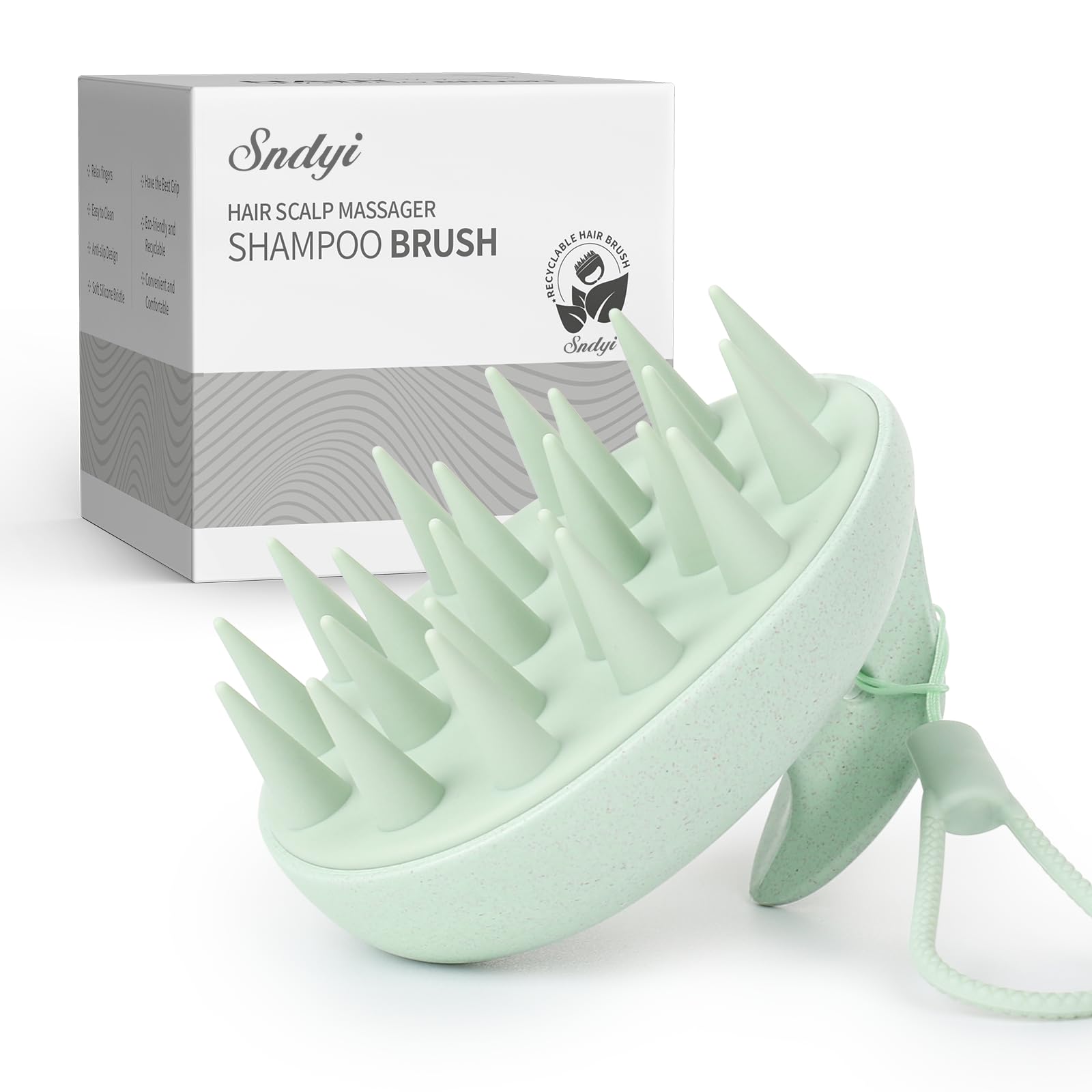 Sndyi Scalp Massager Shampoo Brush, Scalp Scrubber with Soft Silicone Bristles, Scalp Exfoliator for Dandruff Removal, Wheat Str