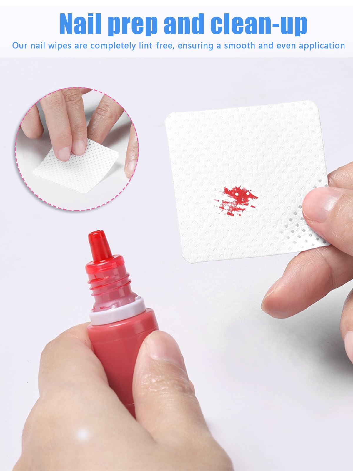 Teoyall Lint Free Nail Wipes, 1200 Pcs Non-Woven Fabric Nail Cleaning Pads White Lash Extensions Glue Cleaning Wipes Nail Salon