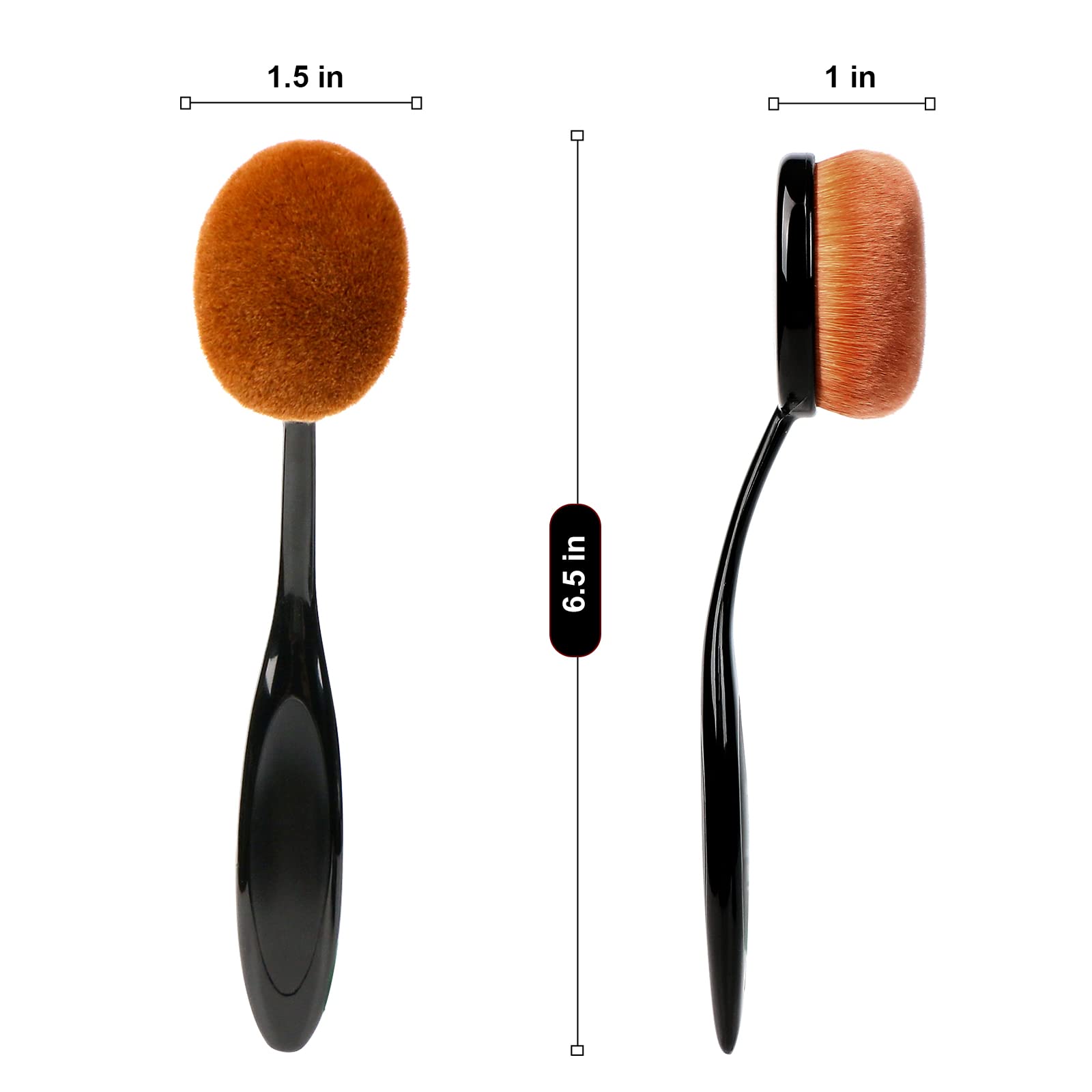 Yoseng Foundation Brush For Liquid Makeup,Oval Black Medium Toothbrush Makeup Brushes Fast Flawless Application Liquid Cream Pow