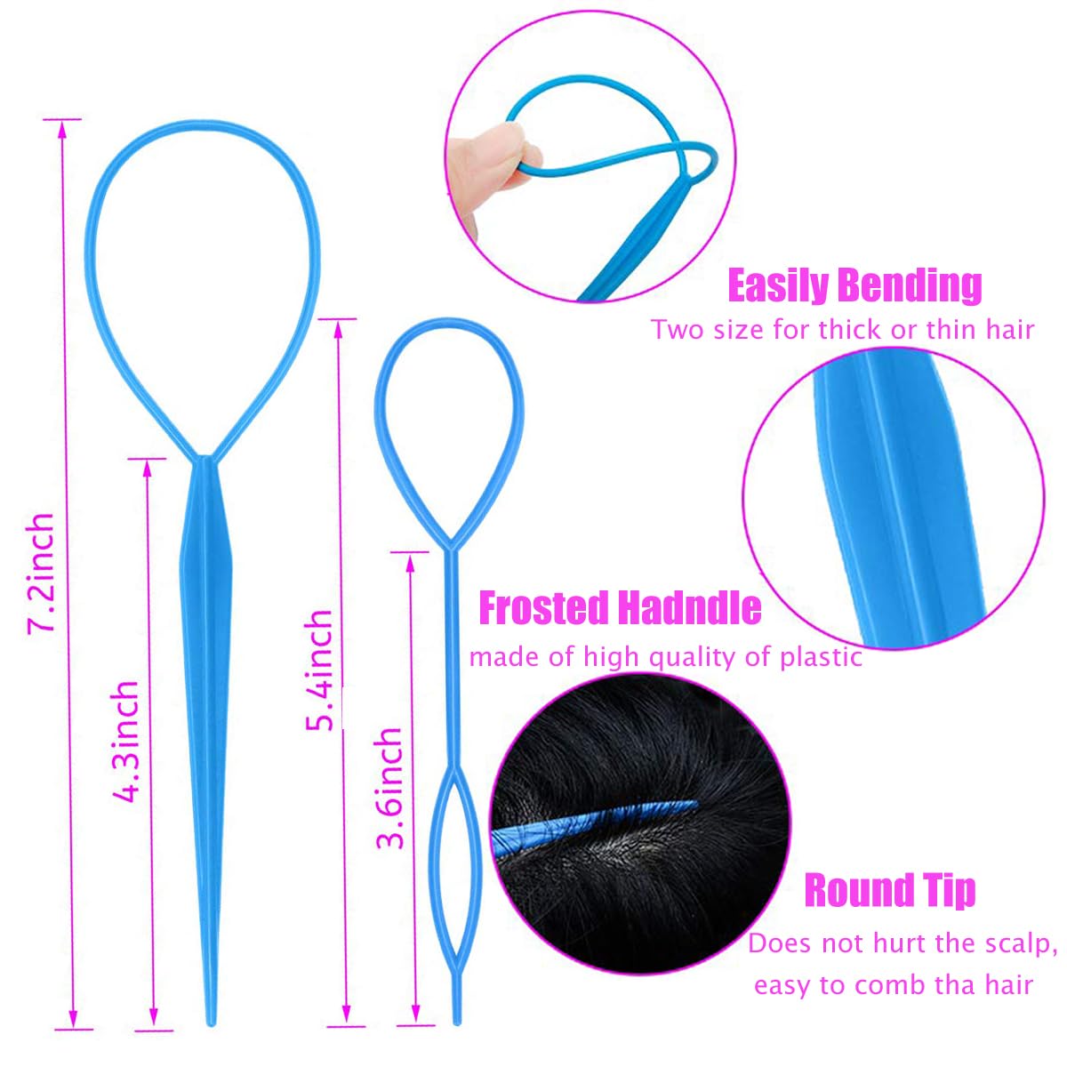 Vrose Flosi Topsy Tail Hair Tool Hair Pull Through Tool Hair Loop Styling Tool - Ponytail Maker French Braid Loop For Hair Styli