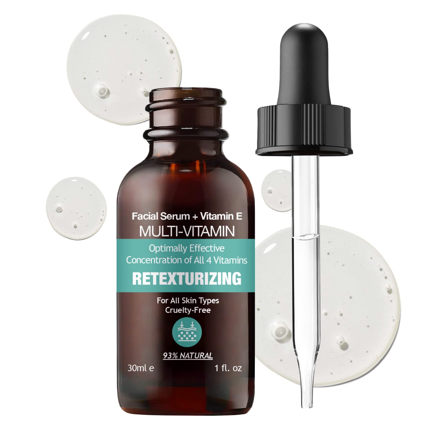 MADE IN USA NATURAL MULTI VITAMIN Facial Serum for Retexturizing Glowing Healthy Face Skin Antioxidants with Vitamin B C E K Con