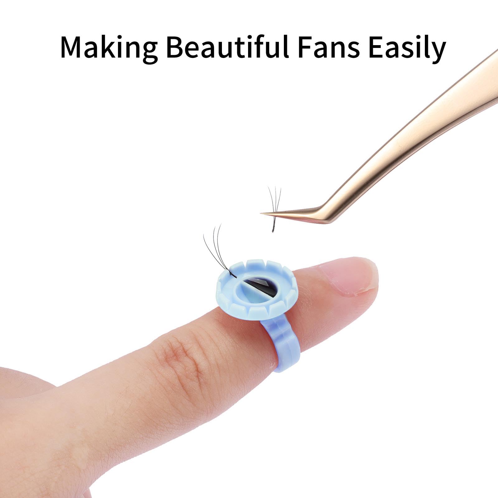 Miuffue Glue Rings For Eyelash Extensions, 300 Pcs Smart Glue Holder Easy Fanning Glue Cups For Volume Lashes, Blue