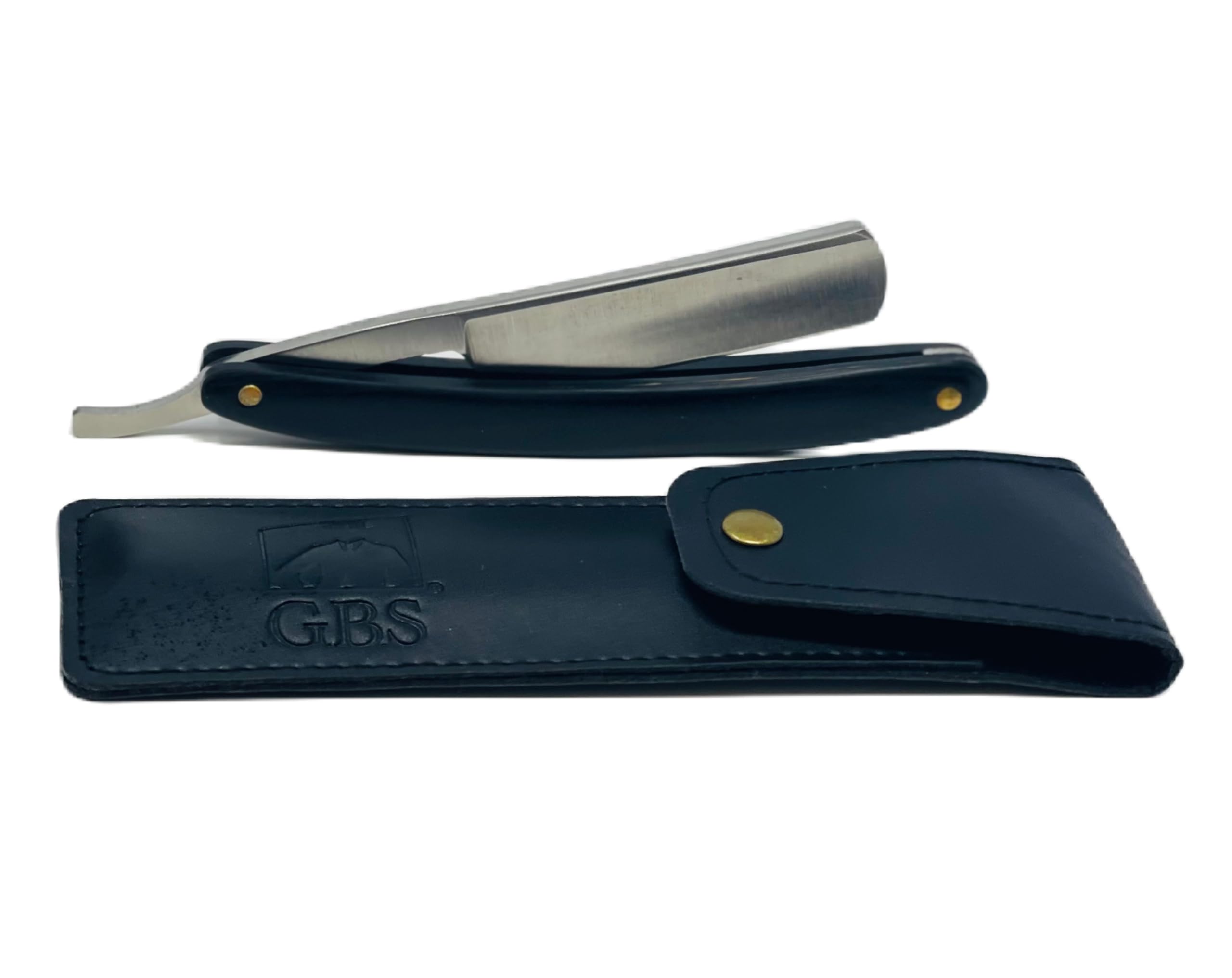 G.B.S Black Luxury Shaving Kit - Wood Straight Razor, Mug, Natural Soap, Brush, Alum Block, Strop And Paste Grooming Kit, Black
