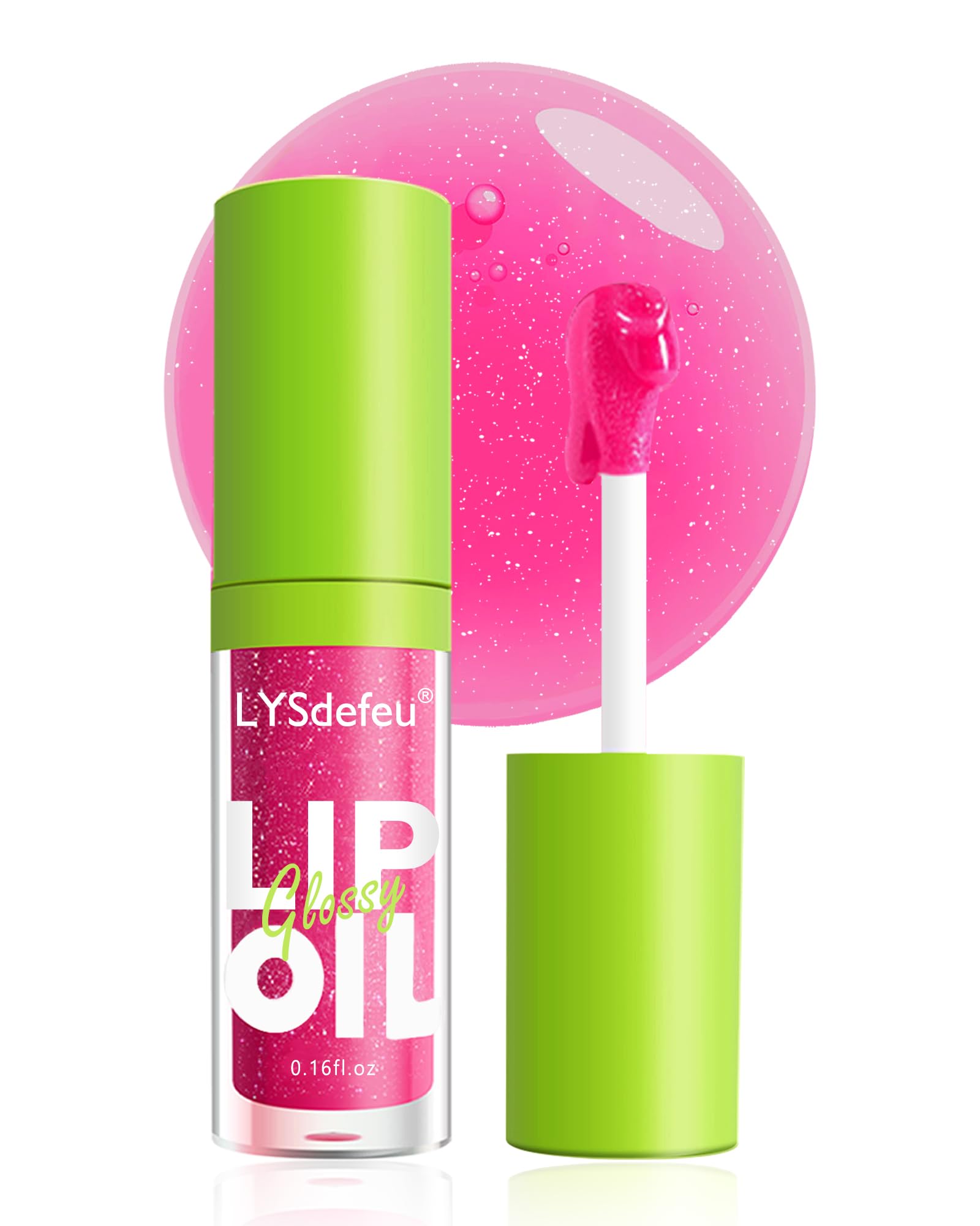 Lip Oil Lip Glaze-1Pcs Big Brush Head Hydrating Pink Lip Glow Oil,Shiny Transparent Lip Gloss Plumping,Long Lasting Non-sticky C