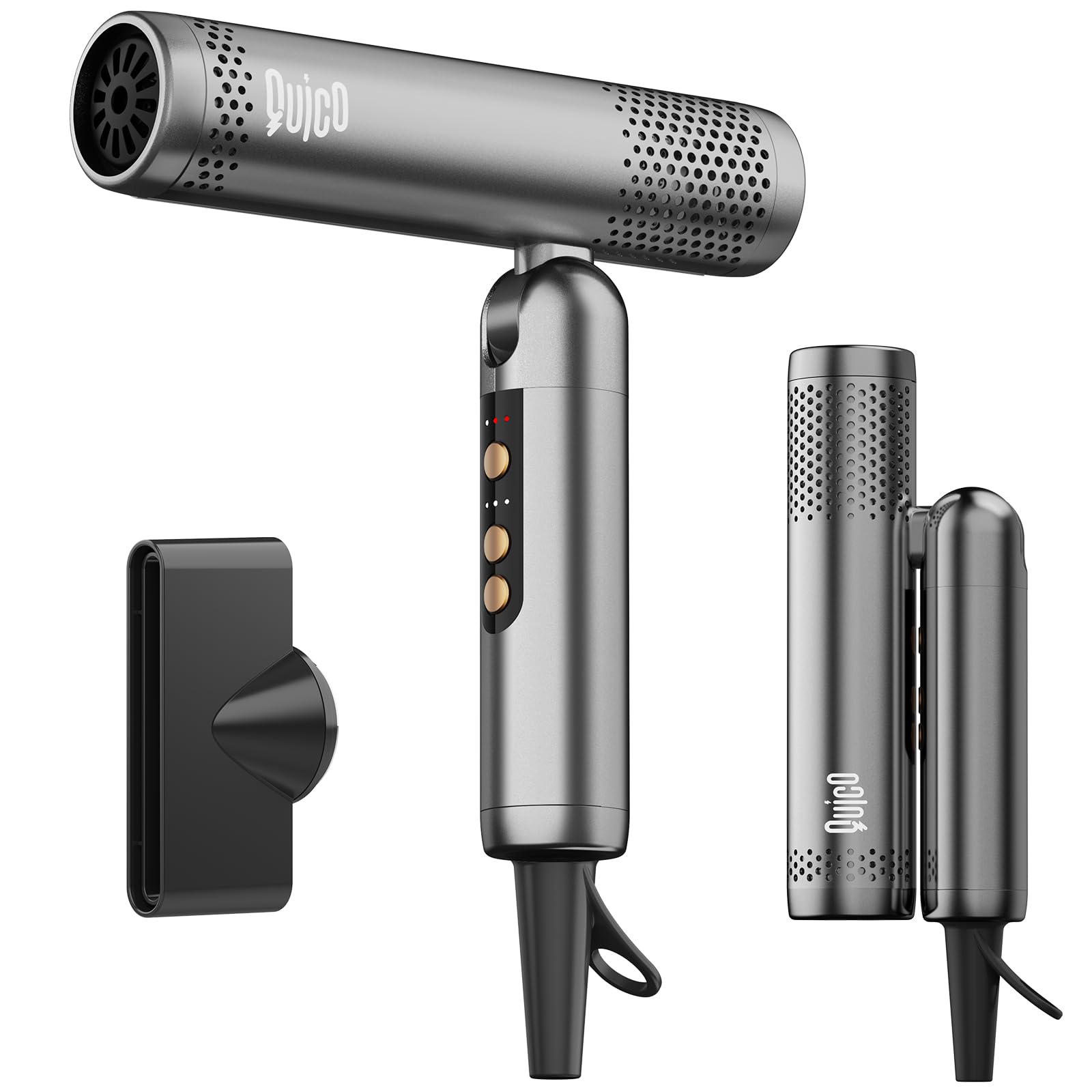 Hair Blow Dryer, QUICO 120-240V Global Dual Voltage Hair Dryers for Women, 5X Faster 120000 RPM BLDC Blow Dryers, 500 Million Ne
