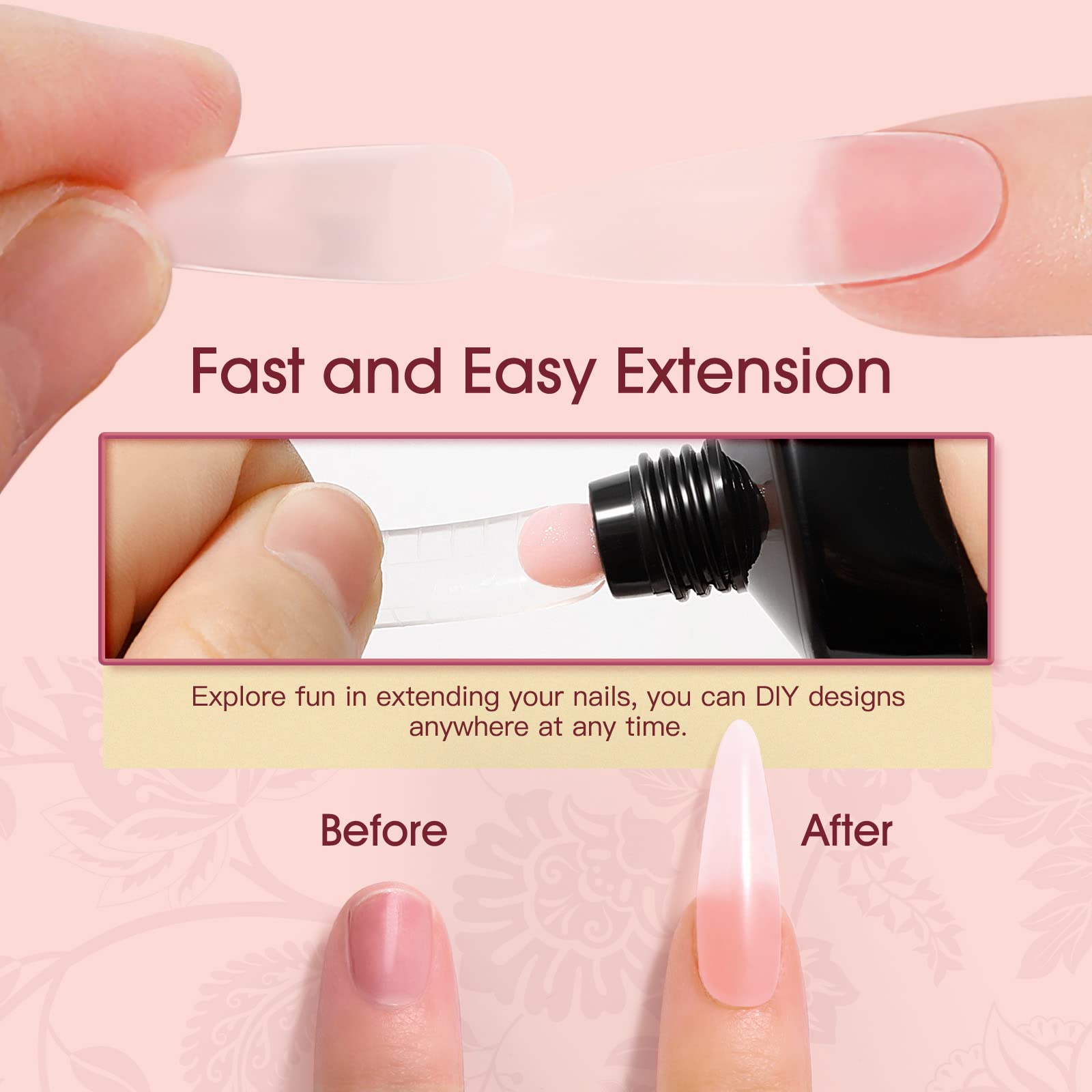 Rosalind 60G Poly Nail Gel Millennial Pink Color, Pink Poly Extension Gel Jelly Color Poly Builder Nail Quick Building Acrylic N