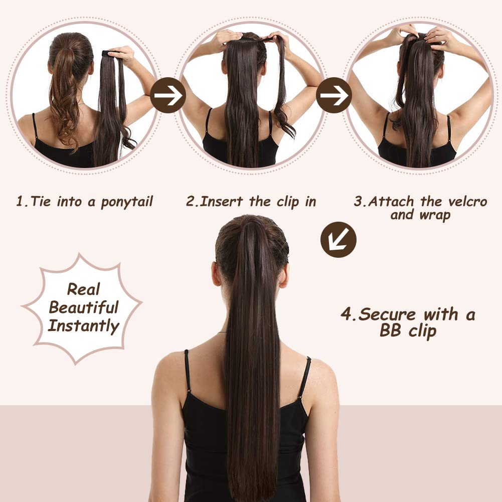 18'' Ponytail Extension Human Hair #350 Copper Red Clip In Ponytail Hair Extension 85G Straight Remy Human Hair Wrap Around Pony
