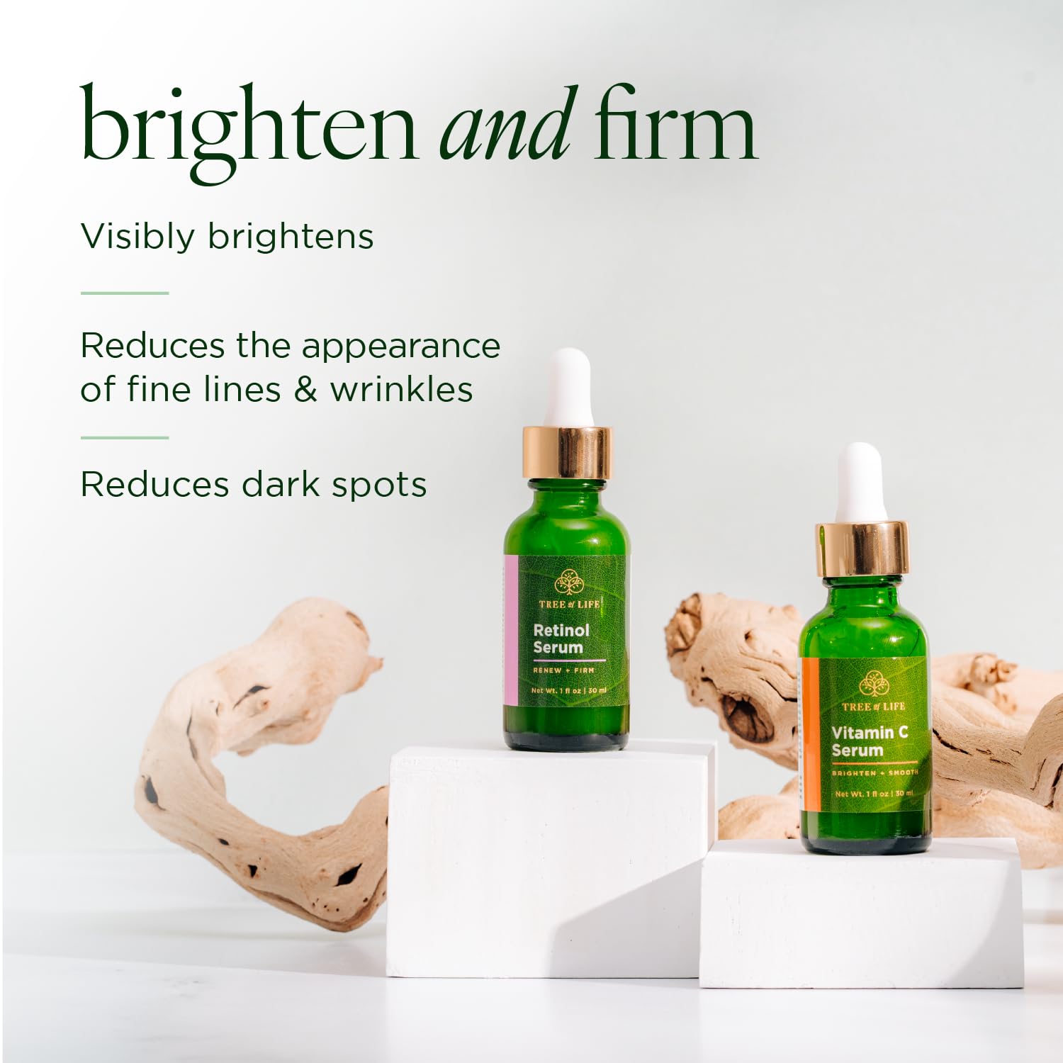 Tree Of Life Facial Skin Care Set, Brightening, Firming, Hydrating, Dry Face, Dermatologist Tested - Vitamin C Serum (Brightens)