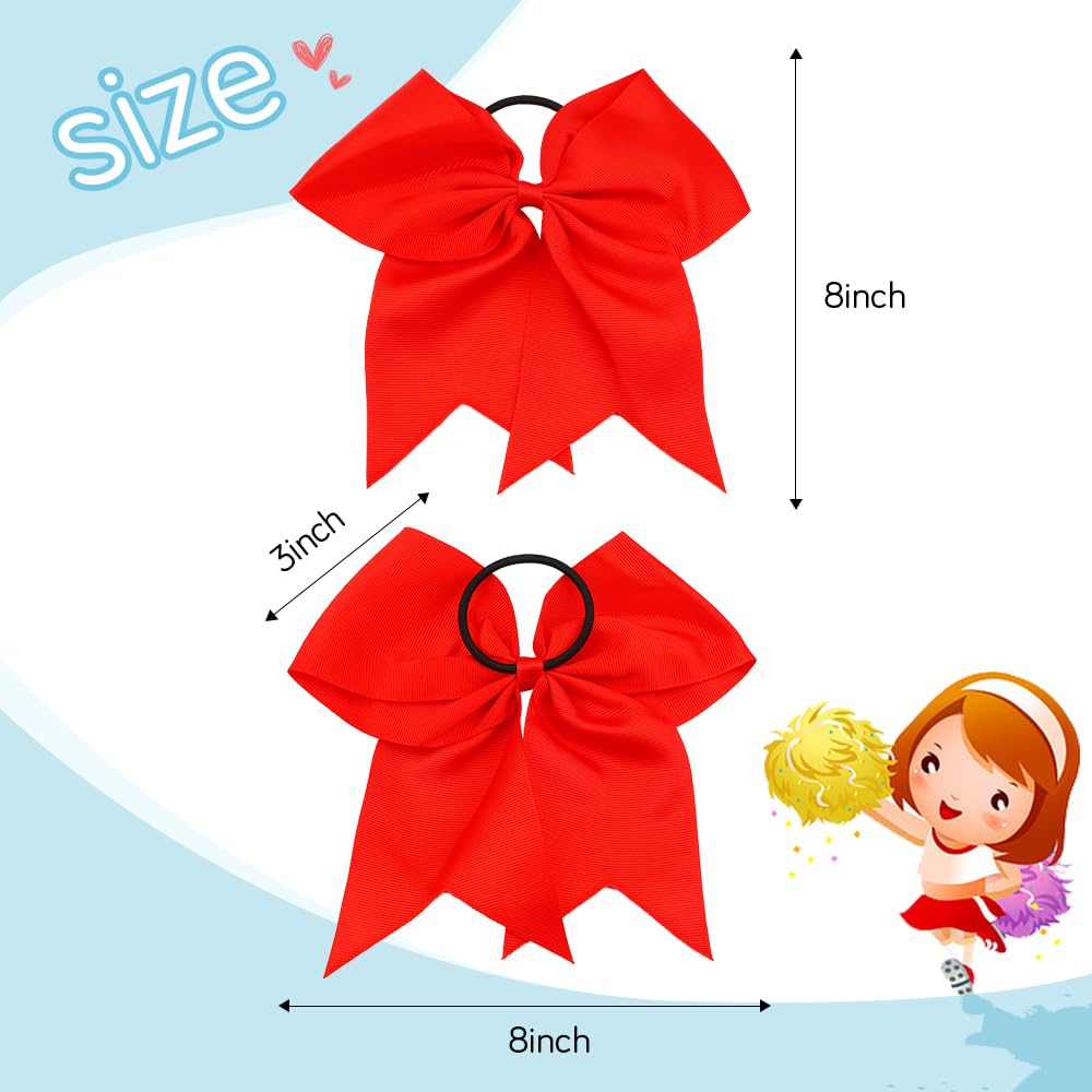 Wrnzl Cheer Bows, Red Hair Bow, 2 Pcs Big Red Bow Scrunchies For Girls, Softball Hair Bows, Sports Elastic Ponytail Holder Schoo