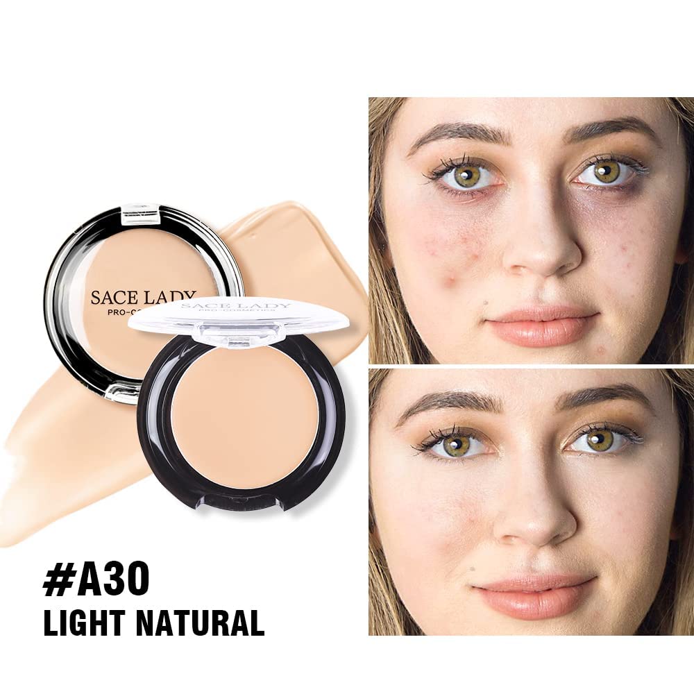 Waterproof Full Coverage Concealer With Primer Sponge Set, Smooth Matte Flawless Creamy Liquid Foundation Corrector Makeup Kit F