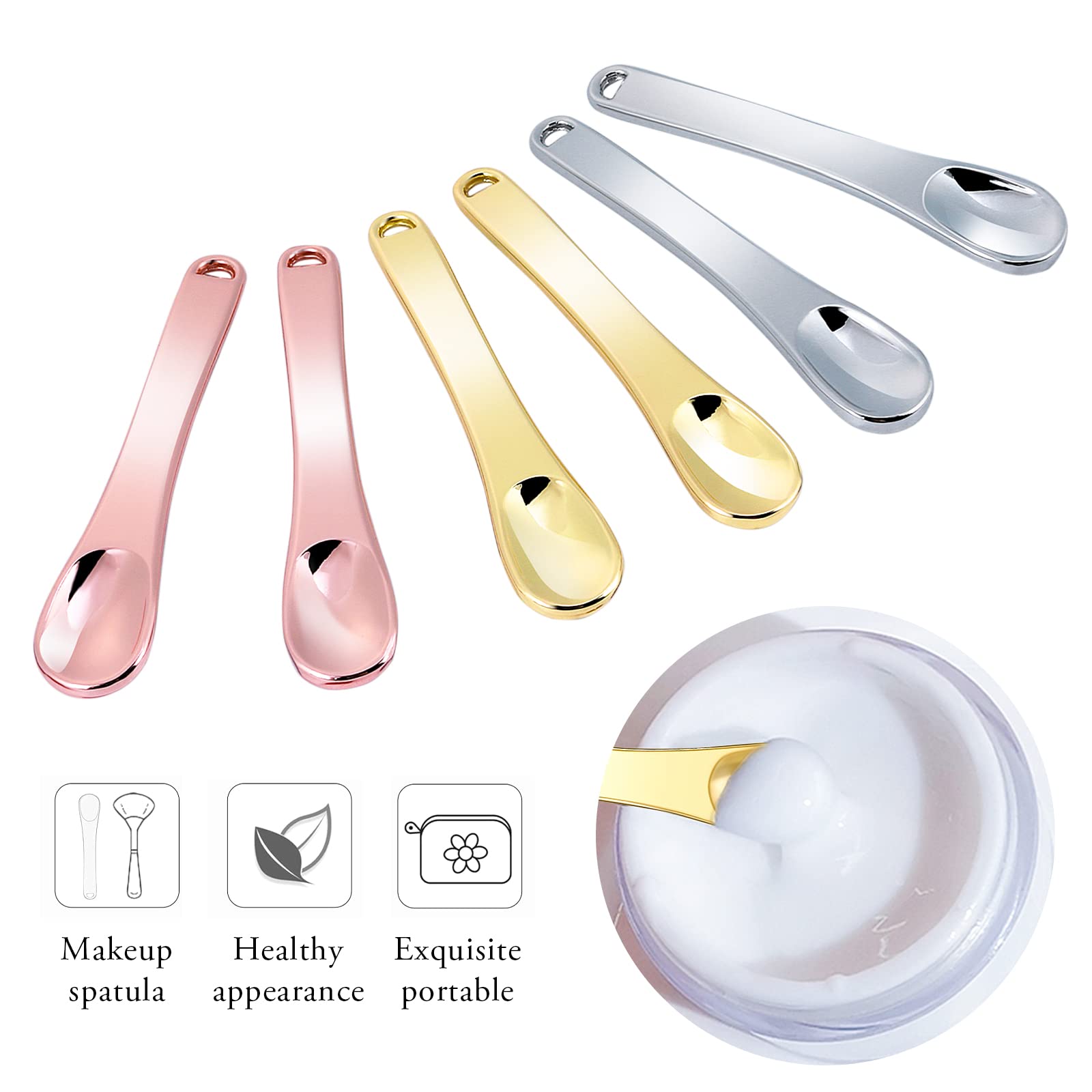 Wllhyf Mini Metal Makeup Spatula Skin Care Cosmetic Spoon Reusable Applicator, Beauty Scoop For Facial Cosmetic For Face Mask Cr
