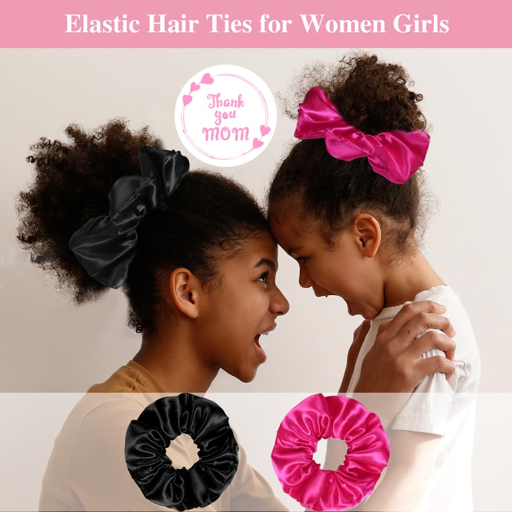 2+2 Satin Bonnets With Scrunchies For Kids, Cute Hair Bonnets For Girls Sleeping Curly Hair, F