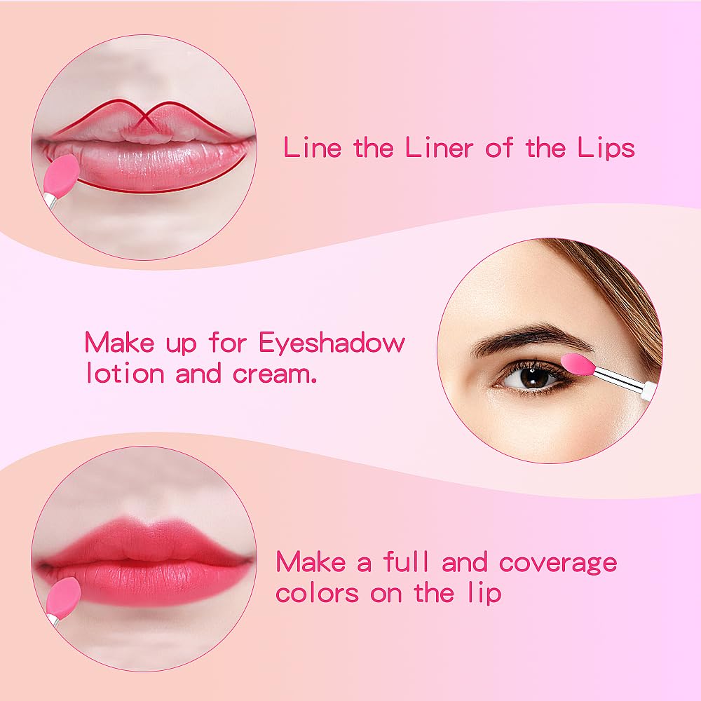 Mekupeu 30Pcs Reusable Lipstick Applicator Brush,Lipstick Brushes With Cap Lip Applicator Brushes Makeup Beauty Gloss, Cream, Ey