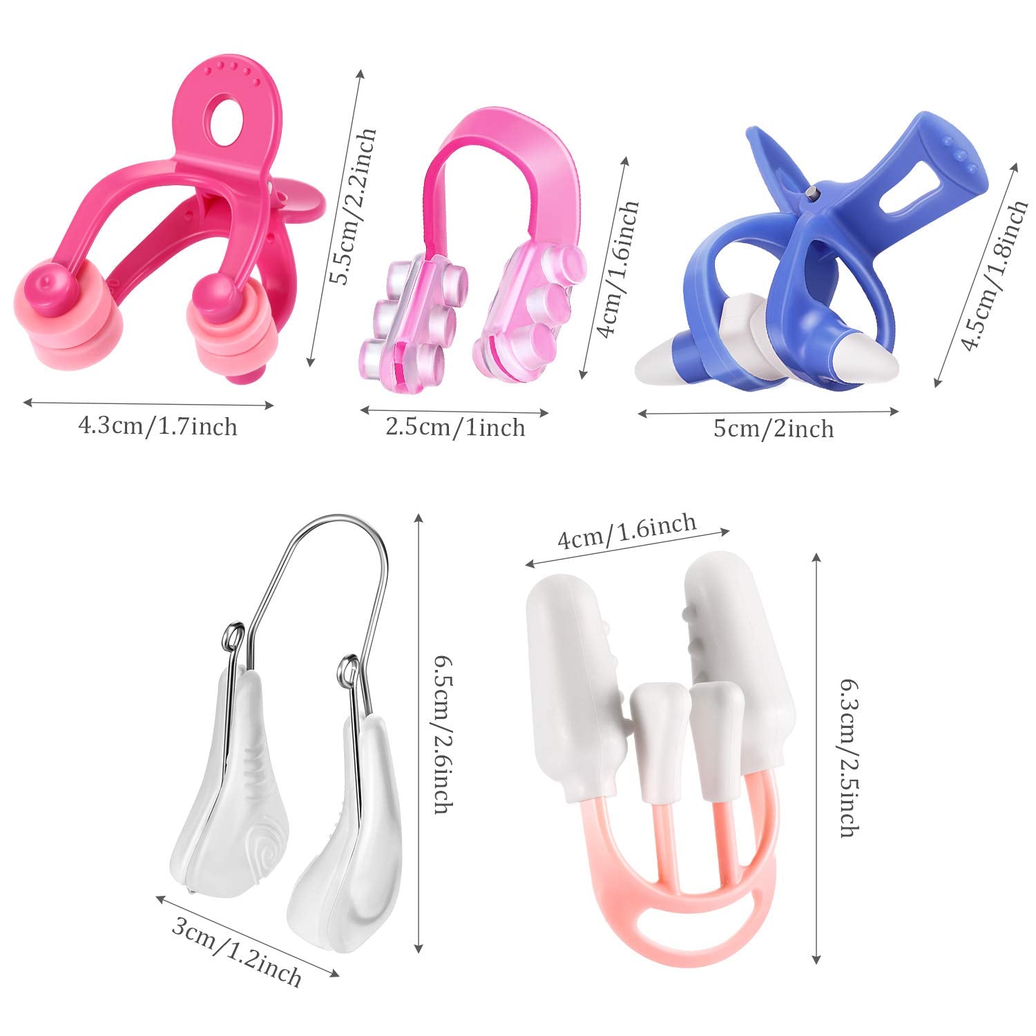 Frienda 5 Pieces Nose Clip Nose Up Lifting Clips Nose Lifters Beauty Clips Silicone Nose Bridge Slimming Clips Nose Massagers To