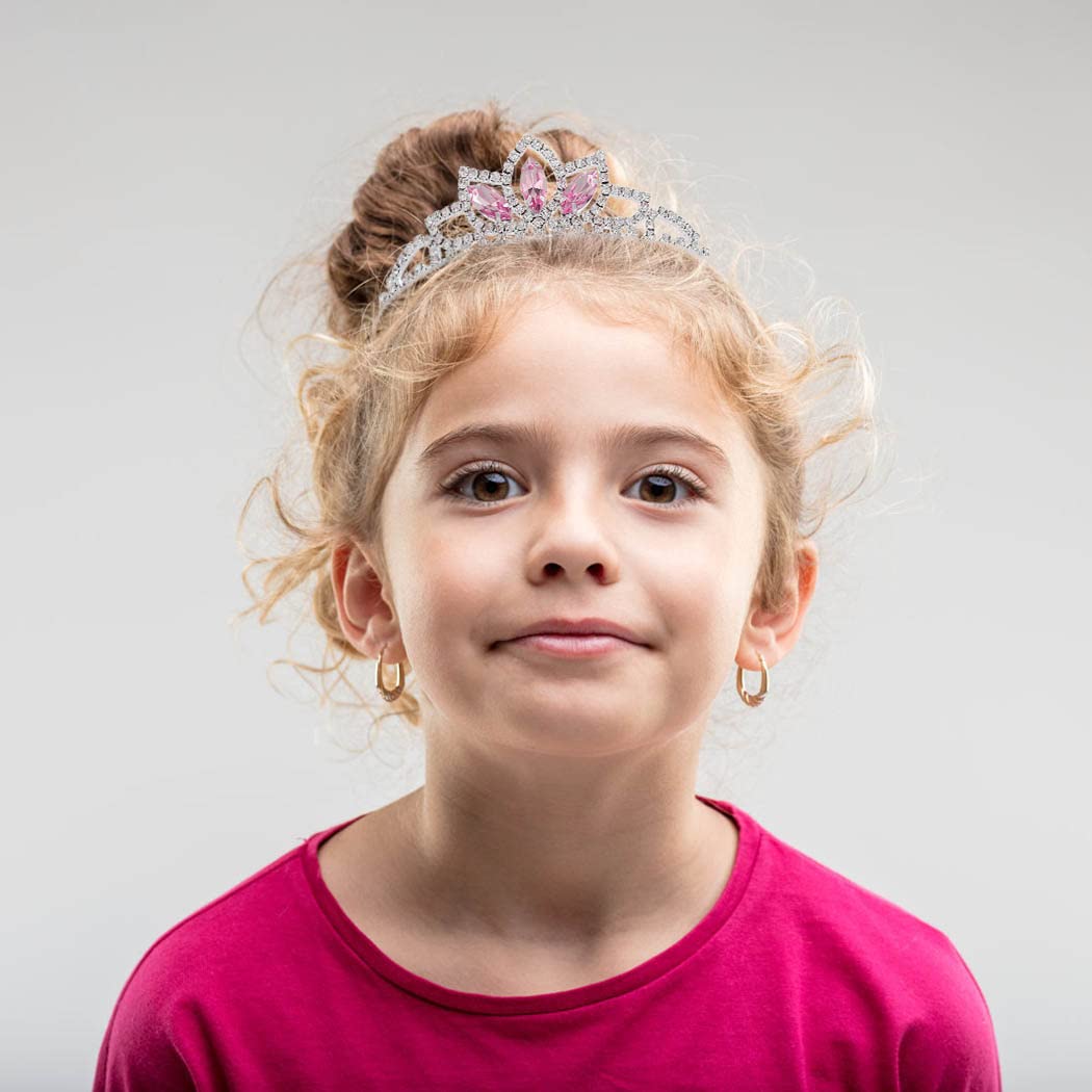 Kilshye Princess Silver Tiara And Crown Pink Crystal Tiaras Girls Pageant Crowns Rhinestone Birthday Headdress For Women And Gir