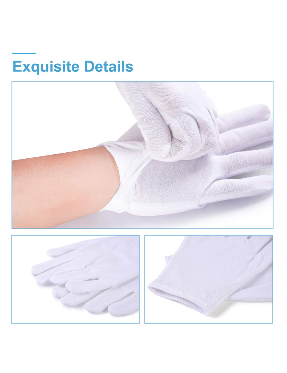 Donfri 6 Pairs White Moisturizing Gloves Overnight Cotton Gloves For Spa, Dry Hands Eczema, Hand Care, Day And Night Healing,Reu
