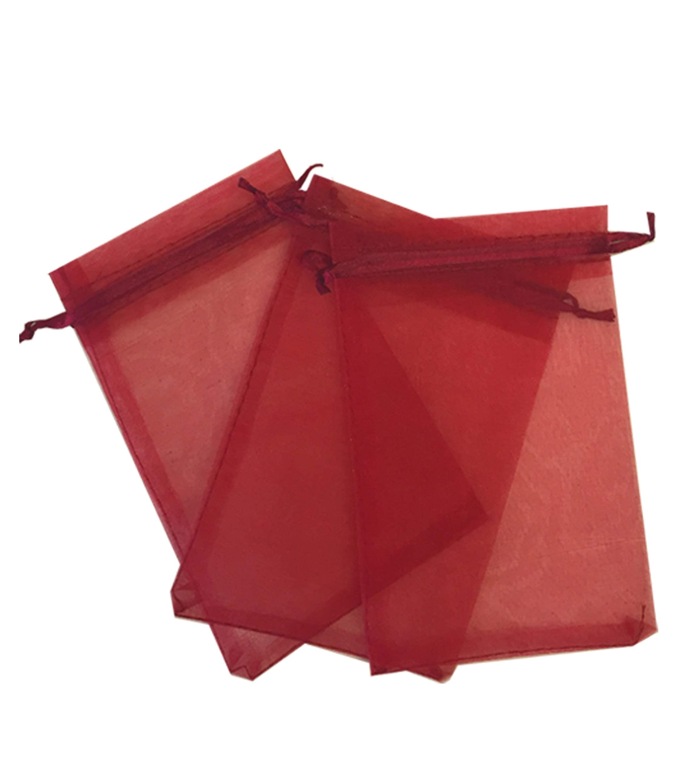50 Pcs Burgundy 5x7 Sheer Drawstring Organza Bags Jewelry Pouches Wedding Party Favor gift Bags gift Bags candy Bags Kyezi Desig
