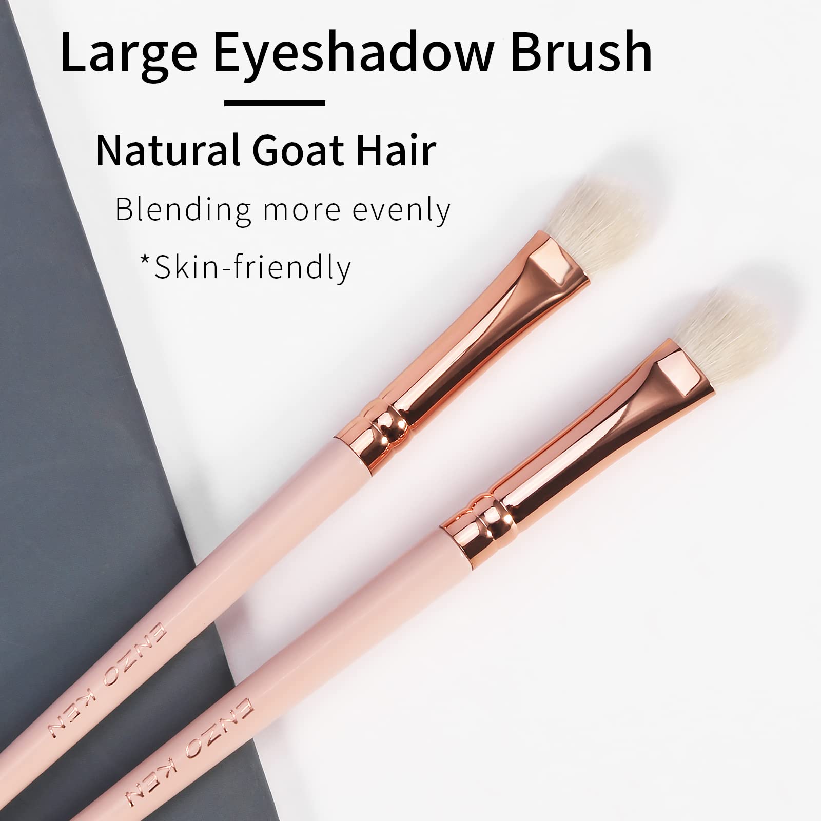 Natural Goat Hair Eyeshadow Brush, Enzo Ken Large Smudge Eye Shadow Brush, Shader Eye Shadow Brush, Eye Shader Brush, Single Nat