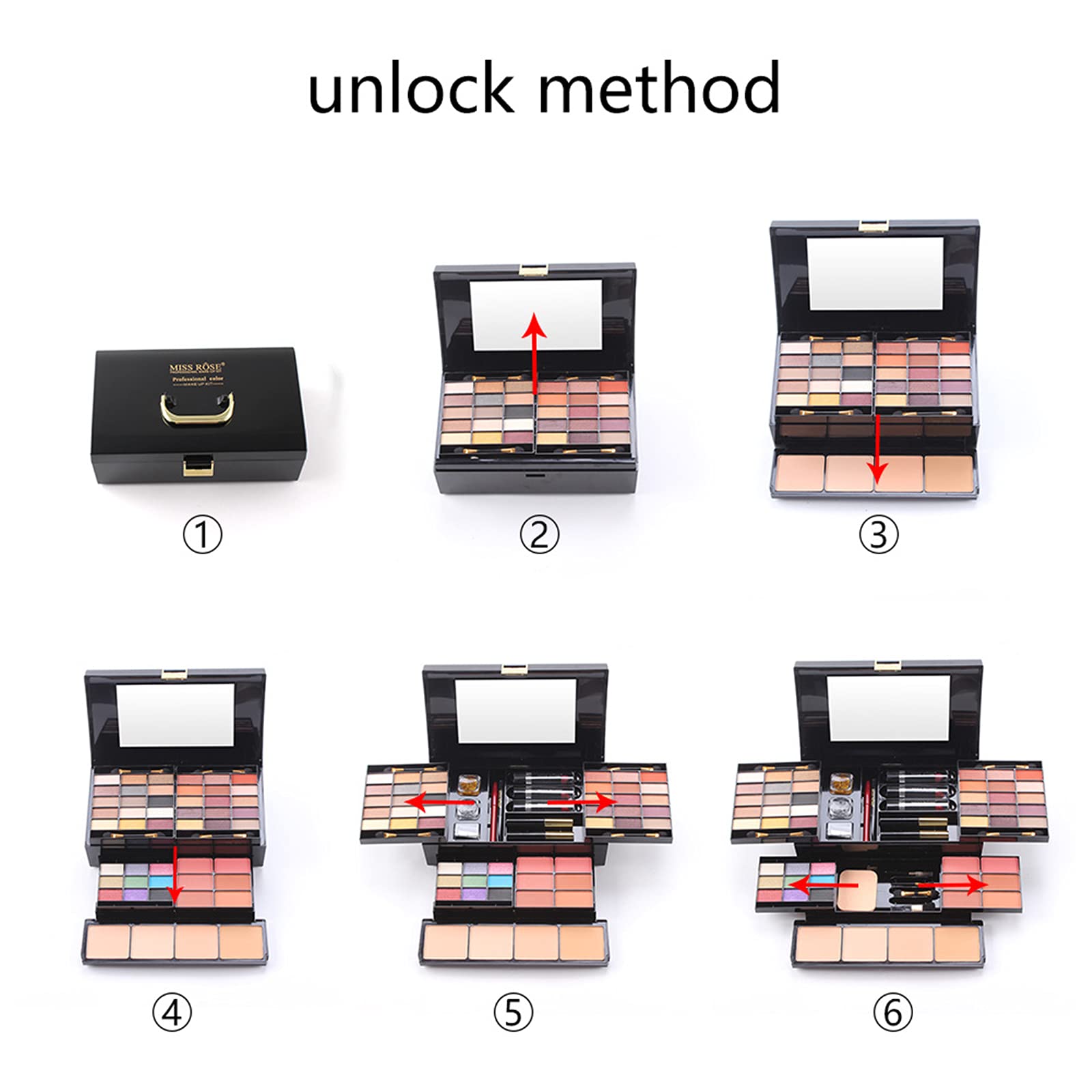 Pure Vie 54 Color All-In-One Holiday Gift Makeup Set Cosmetic Essential Starter Bundle Include Eyeshadow Palette Lipstick Concea