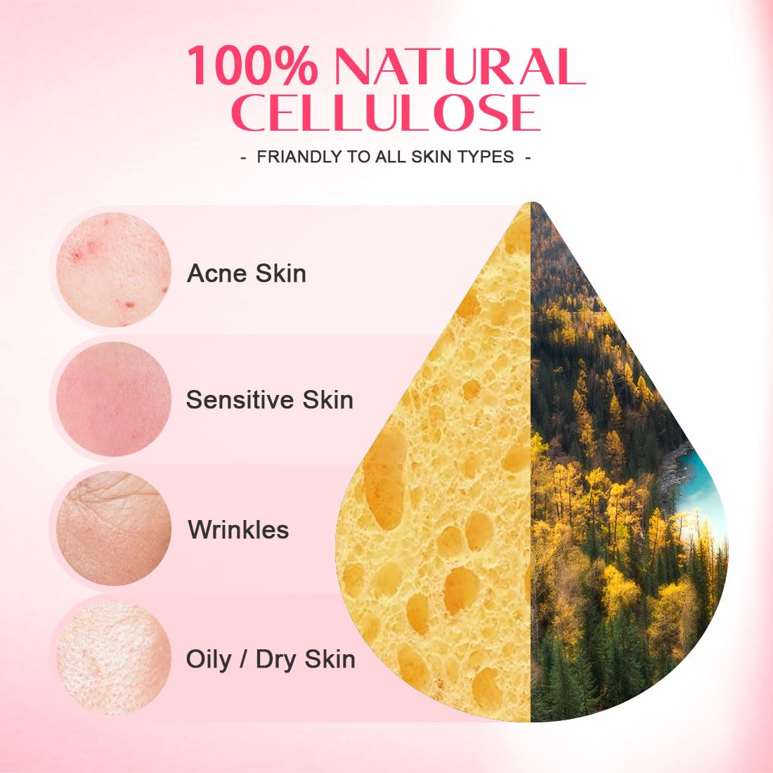 Unimade 120-Count Compressed Facial Sponges, Face Sponges For Cleansing, 100% Natural Cellulose Cosmetic Spa Scrub For Makeup Re