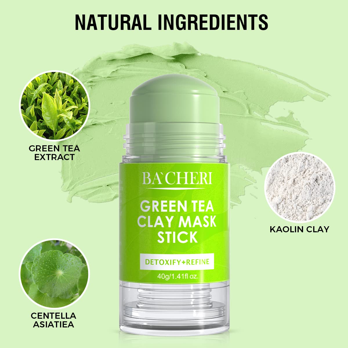 Bacheri 2 Pcs Green Tea Mask Stick, Blackhead Remover Mask With Green Tea Extract, Green Mask Stick For Deep Pore Cleansing, Moi