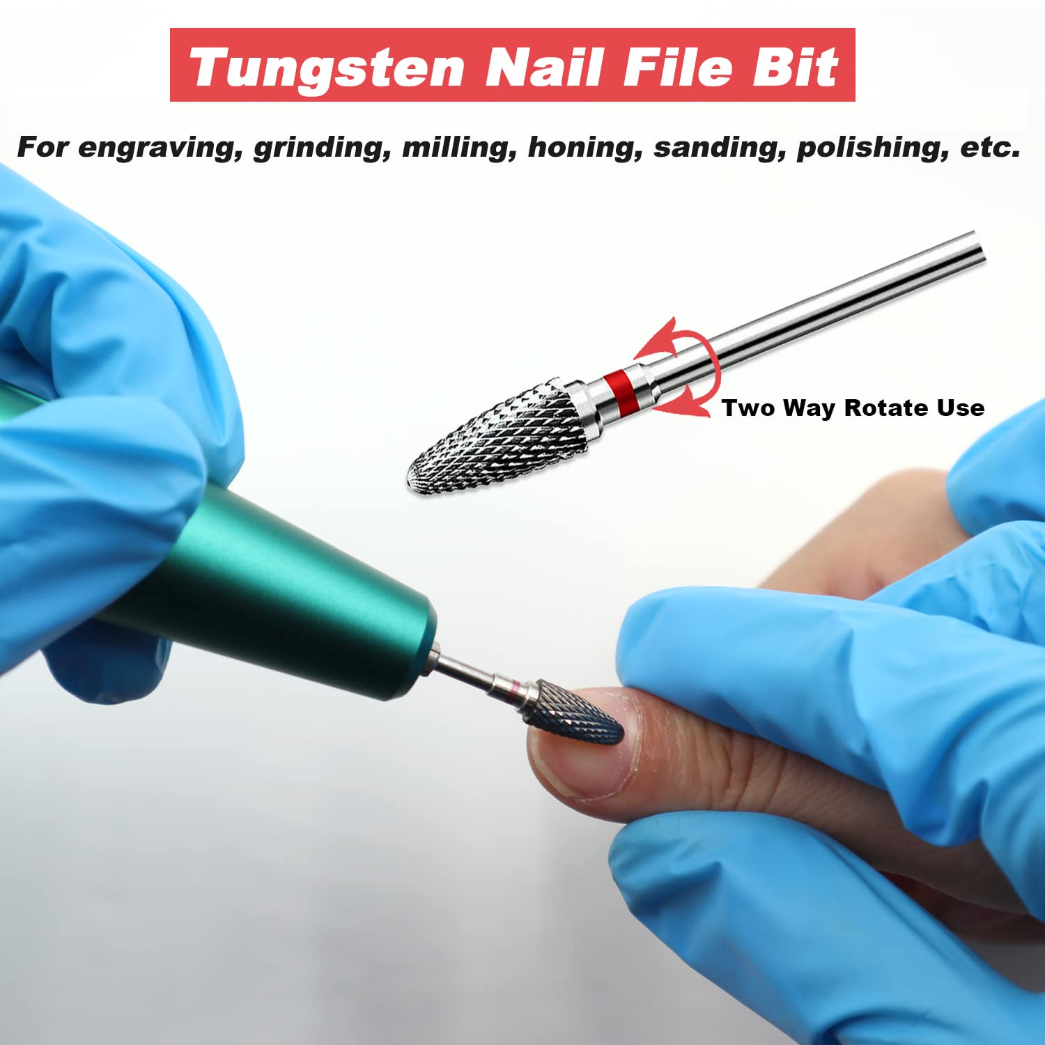 Fantexy 3/32'' Carbide Nail Drill Bit - Remove Acrylic Hard Gels Quickly And Safely,Professional Cone Tungsten Drill Bits Set Na