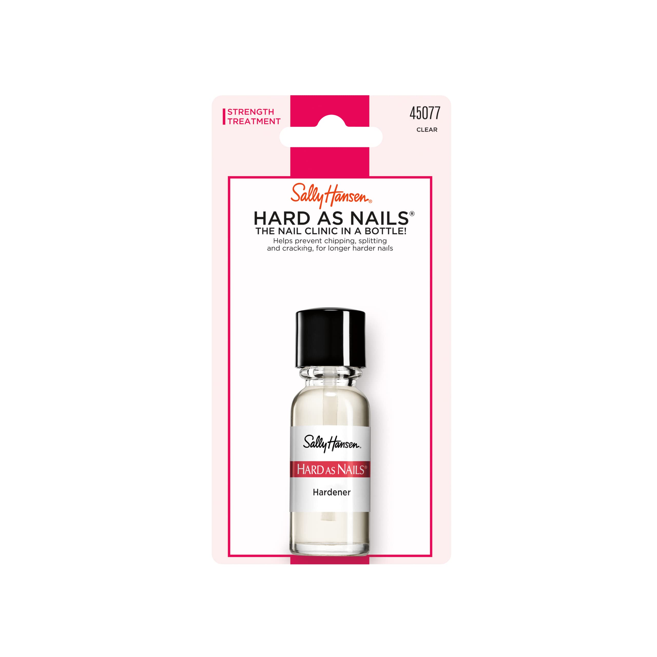 Sally Hansen Hard As Nails Nail Hardener, Clear, Strengthener, 1 Count, 0.45 Oz , Nail Strengthener, Nail Strengthening Polish
