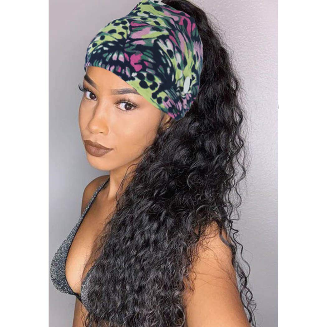 Efdagsad Boho Headband Women Wide Hair Band Boho Elastic Sports Headwear Yoga Hair Band Workout Headwrap
