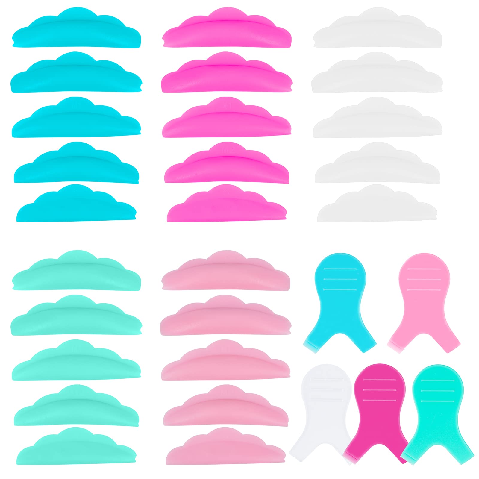 60 Pieces Silicone Eyelash Perming Curler Set 5 Size Reusable Eyelash Lift Pads and Y Shape Eyelash Brush, Lash Lift Pads Brush 