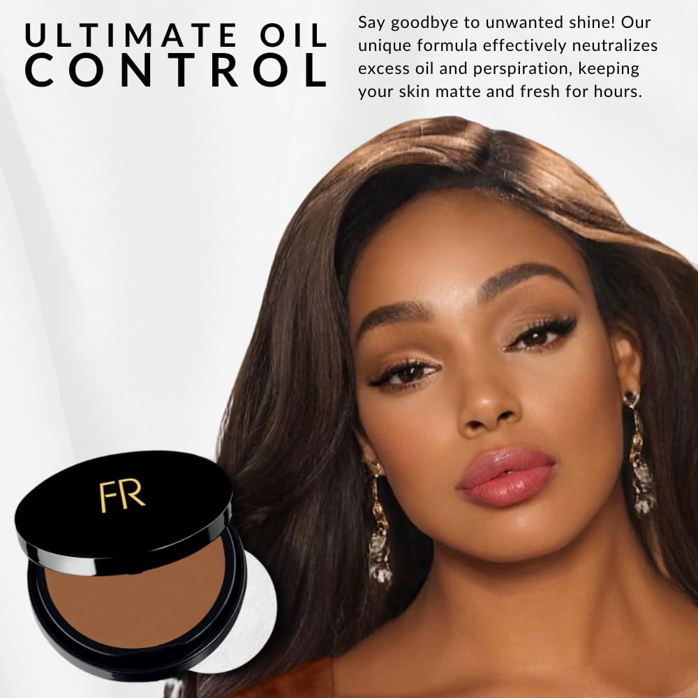 Luxury Oil Blotting Pressed Powder By Flori Roberts, Long Lasting Oil And Shine Control, Flawless Complexion For Women Of Color