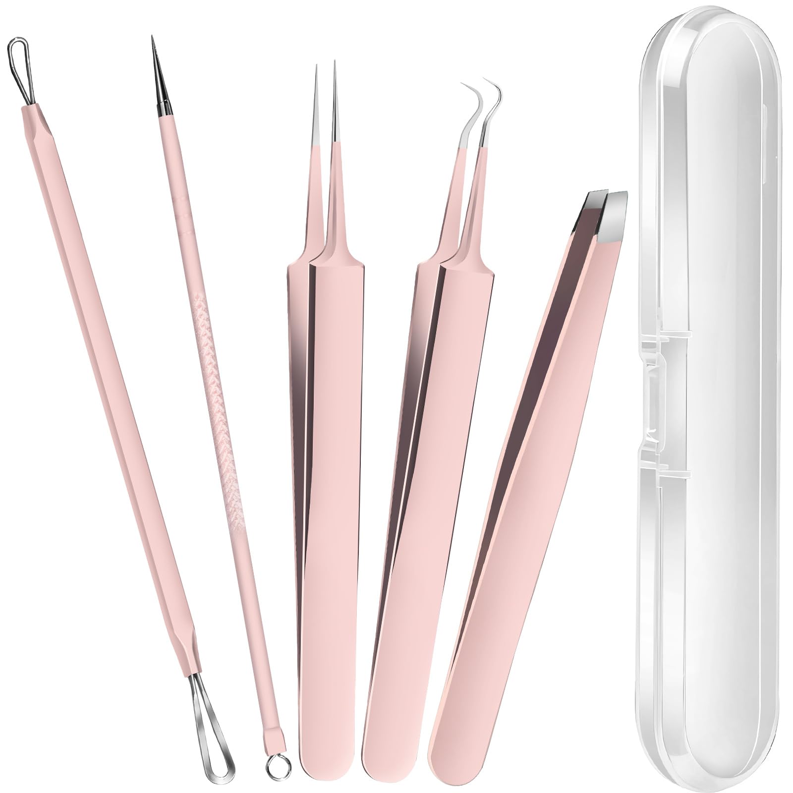 Teenitor Blackhead Remover Kit, Pimple Popper Tool Kit, 2 Blackhead Extractor, 1 Ingrown Hair Tweezers, 2 Pimple Extractor Pore 