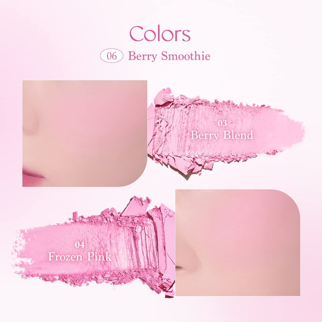 Dasique Blending Mood Cheek #06 Berry Smoothie | 4 Blendable Shades In Lightweight Smooth Powder | Vegan | Pink Blush