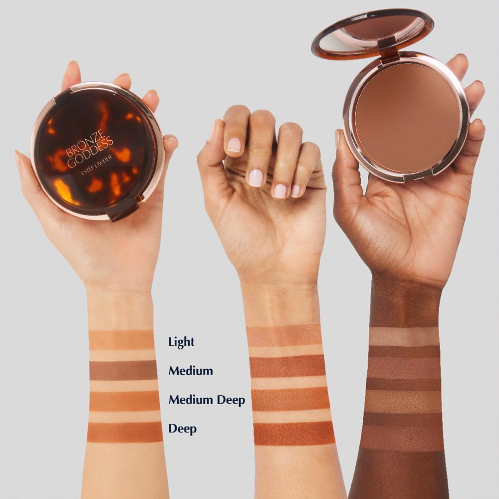 Est  E Lauder Bronze Goddess Powder Bronzer | Matte Finish + Buildable Coverage, 0.74 Ounce, Light