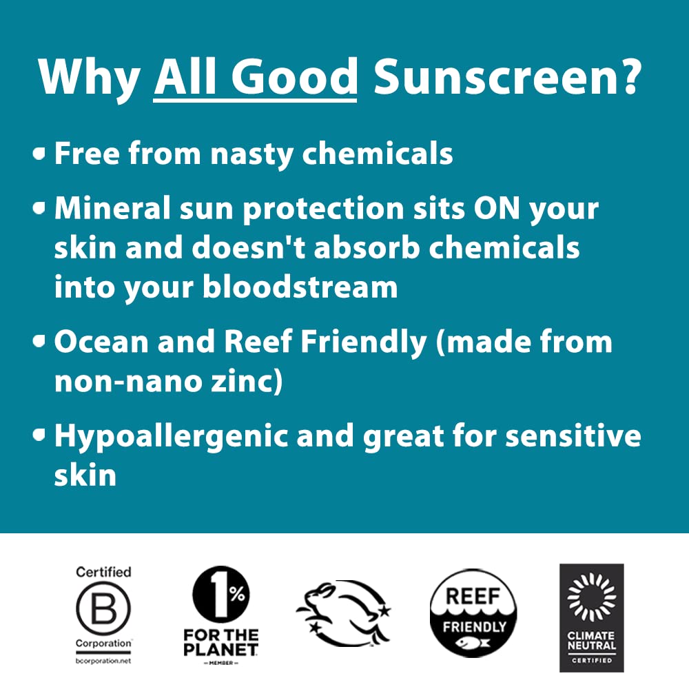 All Good Zinc Butter Sunscreen - Travel Size, Zinc Oxide Face, Nose, Ears Sunscreen, Uva/Uvb Broad Spectrum Spf 50+ Water Resist