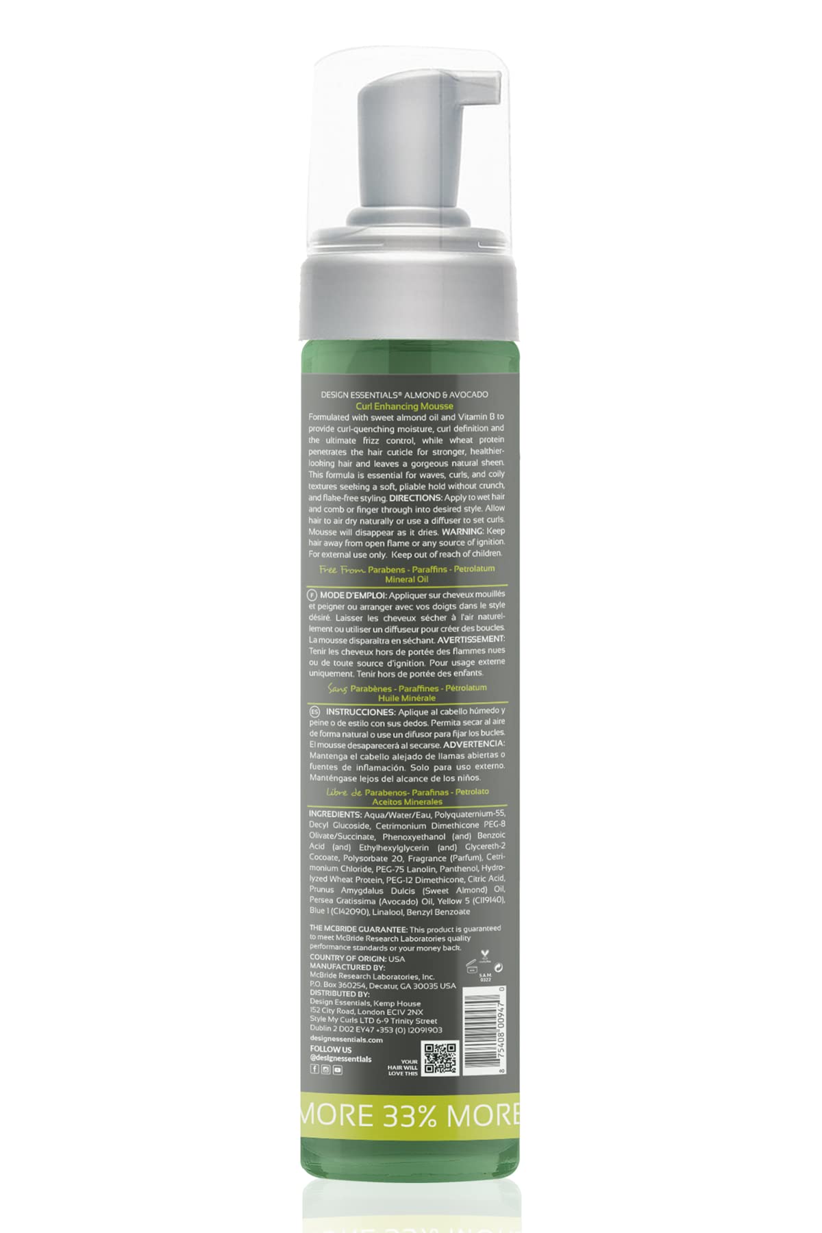 Design Essentials Curl Enhancing Mousse, Almond and Avocado Collection,10 Ounce