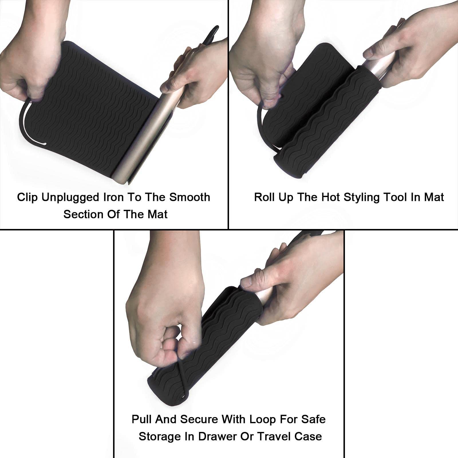 Sygile Silicone Heat Resistant Travel Mat, Anti-Heat Pad For Hair Straighteners, Curling Irons, Flat Irons And Other Hot Styling