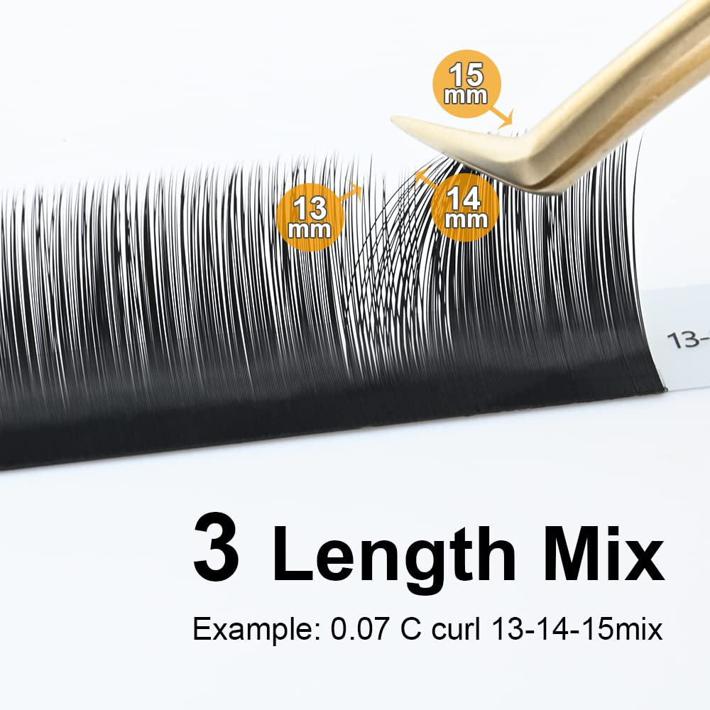 Nagaraku Eyelash Extensions Individual Lash 0.07 C Curl 8-9-10Mm Mix Classic 3 Layers Camellia Faux Mink Lash Fluffy Super Soft