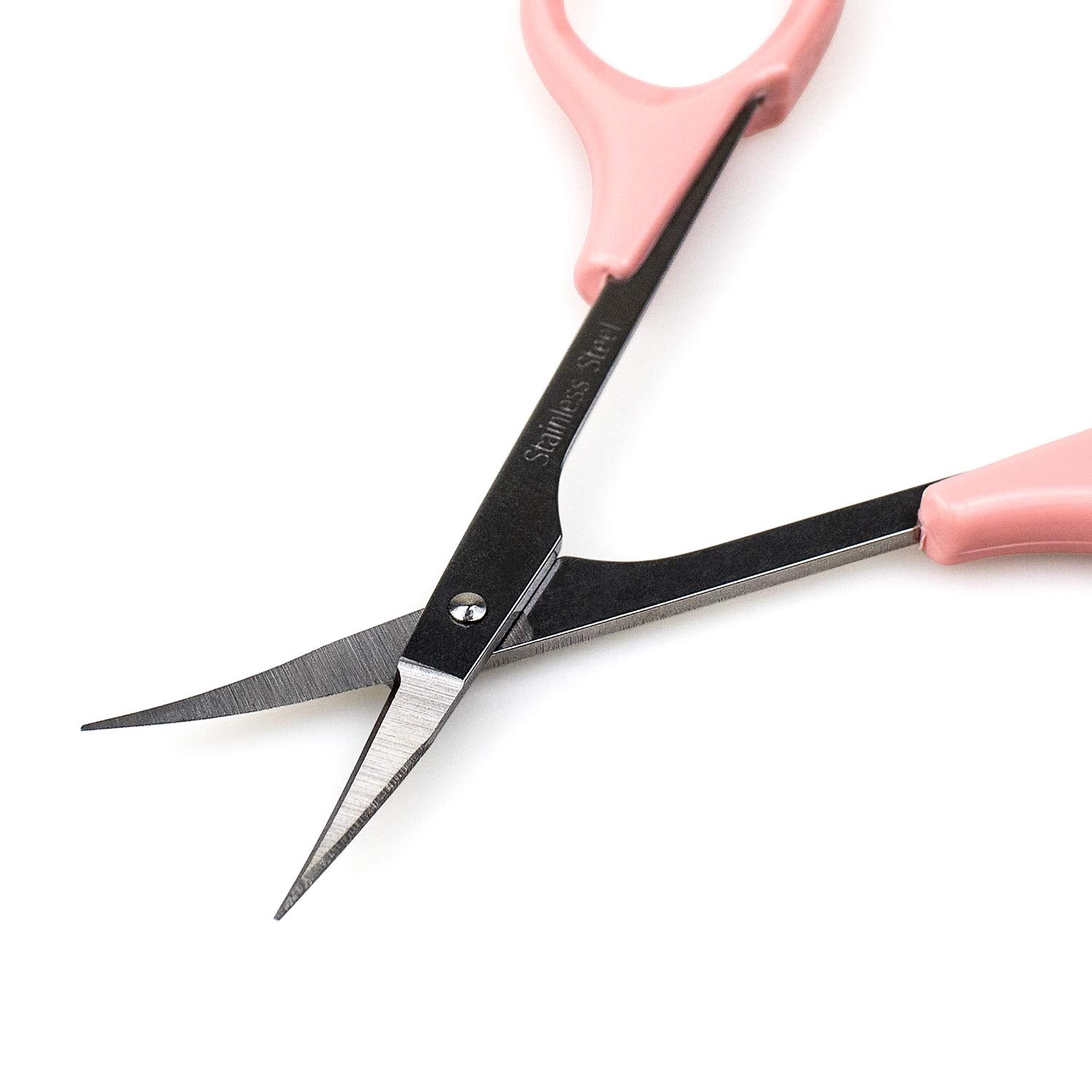 Humbee - Scissors With Cap- Self Care - Hair Trimmer - Facial, Nose Hair, Eyebrow, Mustache & Beard Grooming - Curved Edge, Pink