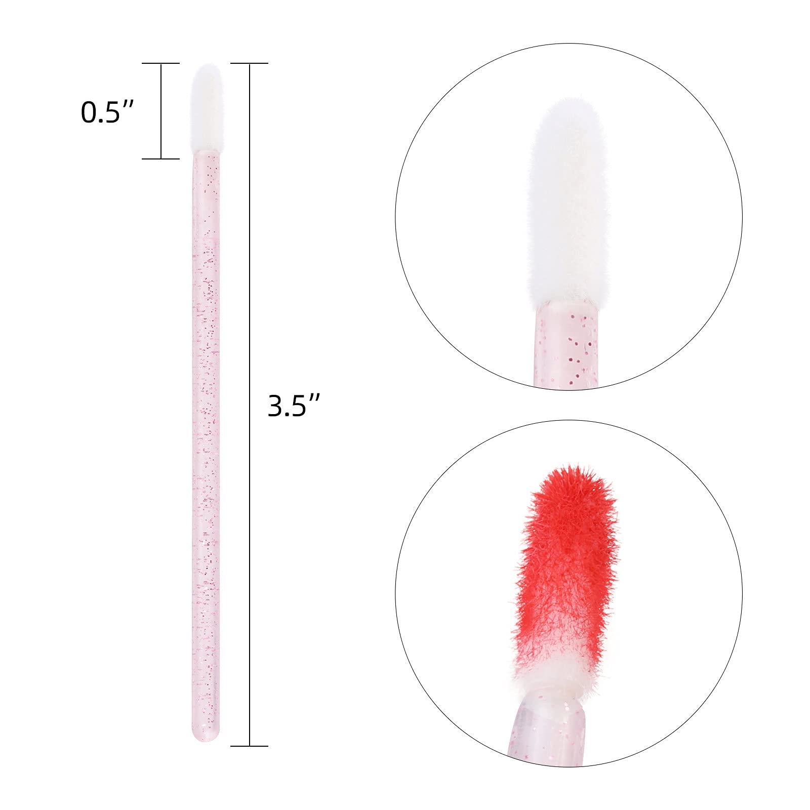 200 Pieces Lip Brush Lint Free Applicators Crystal Lipstick Disposable Applicators Lip Wands Lip Gloss Brushes - Pink